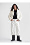 Özmarka New Season Ecru Stand Collar Women's Plush Coat - 2