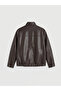 Ozmarka New Season Brown Regular Fit Stand Collar Men's Leather Look Coat - 7