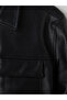 Seray New Season Black Regular Fit Men's Leather Look Coat - 8