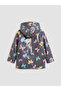 Patterned Plush Lined Hooded Girls' Coat - 3