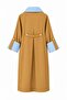 Inner Neck and Sleeve Part Blue Checkered Parka Jacket Camel - 5