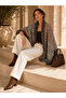 Women's Khaki Multi-Pattern Woven Poncho Pnc09 - 3