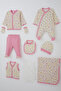 Baby Girl Hospital Release Set with 9 Blankets and Colorful Floral Pattern 0-3 Months, Ecru - 2