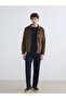 Peak New Season Khaki Regular Fit Shirt Collar Men's Suede Coat - 2