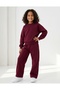 Girls' Winter Set, Top and Bottom Set, 3-Ply Thick Shardooned Sweat Suit, Stylish Model - 4