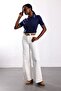 Ecru Pocket Knit Detailed Wide Leg Jean 1499 - 4