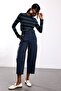 Navy Blue Barrel Fabric Trousers 442 - 3