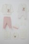 Baby Girl Hospital Release Set of 8 Baby Teddy Bears Embroidered 0-3 Months, Ecru