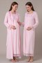 Women's Powder Lace Full Length Nursing Detailed Maternity Nightgown Set with Dressing Gown