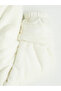 Özmarka New Season Ecru Stand Collar Women's Plush Coat - 6