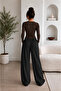 Women's Basic Crew Neck Slim Fit Long Sleeve Body Plain Leg Sweatpants Set - 2