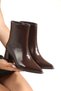 Women's Brown Pointed Toe Side Zipper Thick Heel Boots Z0015 - 3