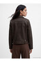 Biker Collar Women's Leather Look Jacket - 6