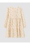 Özmarka New Season Pink Crew Neck Floral Girl's Dress