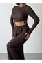 Women's Crew Neck Side Gathered Blouse and Wide Leg Pants Set - 3
