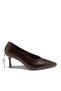 Women's Brown Colored Thick Heeled Pointed Toe Flat Stiletto Casual Shoes - 2
