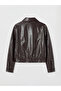 Shirt Collar Oversize Women's Leather Look Jacket - 7
