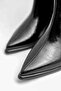 Women's Black Pointed Toe Side Zipper Thick Heeled Boots Z0015 - 4
