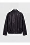 Ozmarka New Season Black Shirt Collar Women's Leather Look Jacket - 5