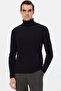 Slim Fit Navy Blue Rib Knit Sweater