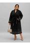 Plus Size Pearl Embellished Belted Long Women's Coat