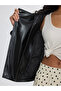Vizyon New Season Black Stand Collar Women's Leather Look Jacket - 3
