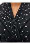 Plus Size Pearl Embellished Belted Long Women's Coat - 4
