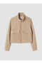Peak New Season Beige Stand-Up Collar Women's Cashmere Jacket. - 6
