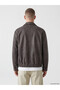 Ozmarka New Season Brown Regular Fit Shirt Collar Men's Leather Look Jacket - 5
