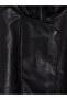 Ozmarka New Season Black Shirt Collar Women's Leather Look Jacket - 6
