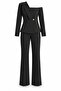 Black Design Blouse and Pants Set