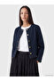 Ozmarka New Season Indigo Crew Neck Women's Jean Jacket
