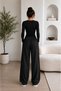 Women's Basic Crew Neck Slim Fit Long Sleeve Body Plain Leg Sweatpants Set - 2