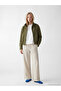 Özmarka New Season Khaki Stand Collar Suede Look Women's Jacket - 3