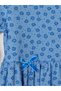 Ozmarka New Season Blue Crew Neck Floral Girl's Dress - 3