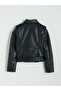 Ozmarka New Season Black Shirt Collar Women's Leather Look Jacket - 8