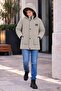 Brown Boy's Fur Hooded Inflatable Coat with Fleece Inside 24914 - 2