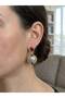 Gold Color Red Enamel and Baroque Pearl Detailed Dangle Women's Earrings