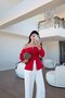 Red Corset Blouse with Eyelet Detail - 2