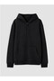 Black Hooded Thick Girls' Zippered Sweatshirt
