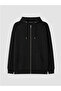 Black Hooded Oversize Women's Thick Zippered Sweatshirt - 5