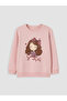 Pink 3 Thread Printed Standard & Regular Girls' Sweatshirt W6E871Z1-Fhr |   Lcw - 2