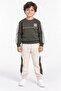 Boy's Khaki Beige 10 Embroidered Ribbed Long-Sleeved 2-Piece Tracksuit Set