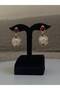 Gold Color Red Enamel and Baroque Pearl Detailed Dangle Women's Earrings - 2
