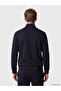 Navy Blue Mock Neck Men's Zippered Sweatshirt - 5