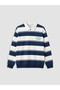 Esvab • Modern & Distinctive Devrik Roba Collar Striped Boys' T-Shirt - 3
