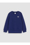 Ozmarka New Season Navy Blue Heart Printed Girls' Sweatshirt