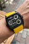 Yellow-Black Men's Wristwatch |   50 mm Stainless Steel Case, Silicone Cord - 5