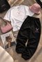 Deer Printed Oversize Cotton Premium T-Shirt Tracksuit Combination Set - 3