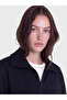 Ozmarka New Season Navy Blue Soft Touch Women's Zippered Sweatshirt - 3